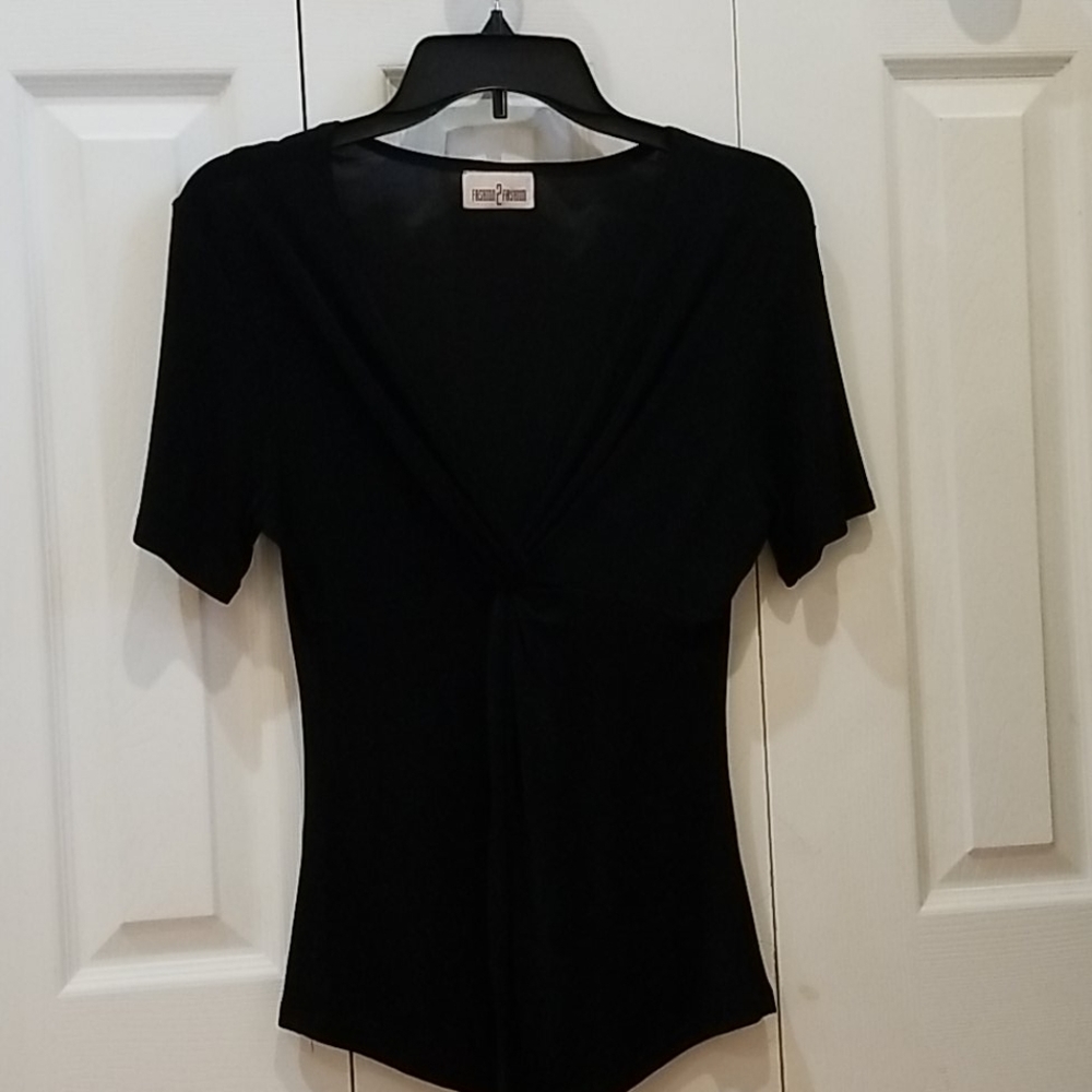 Black low cut knot top